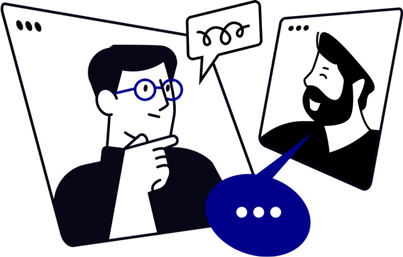 Two men chatting virtually
