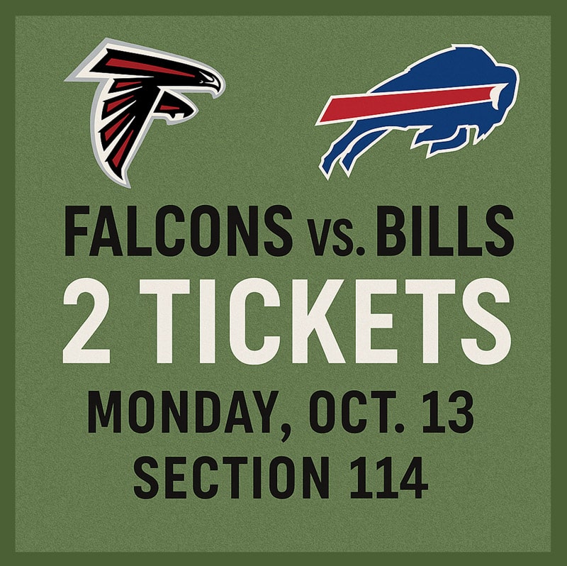 Falcons vs. Bills – 2 Tickets, Section 114 (Oct 13)