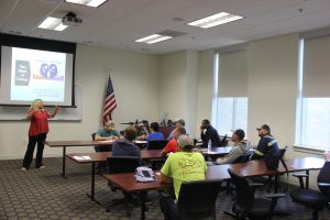 Professor instructing classroom