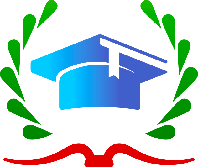 Illustration of a graduation cap atop a book with a laurel wreath