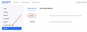 Zoom portal: Reports -> Usage