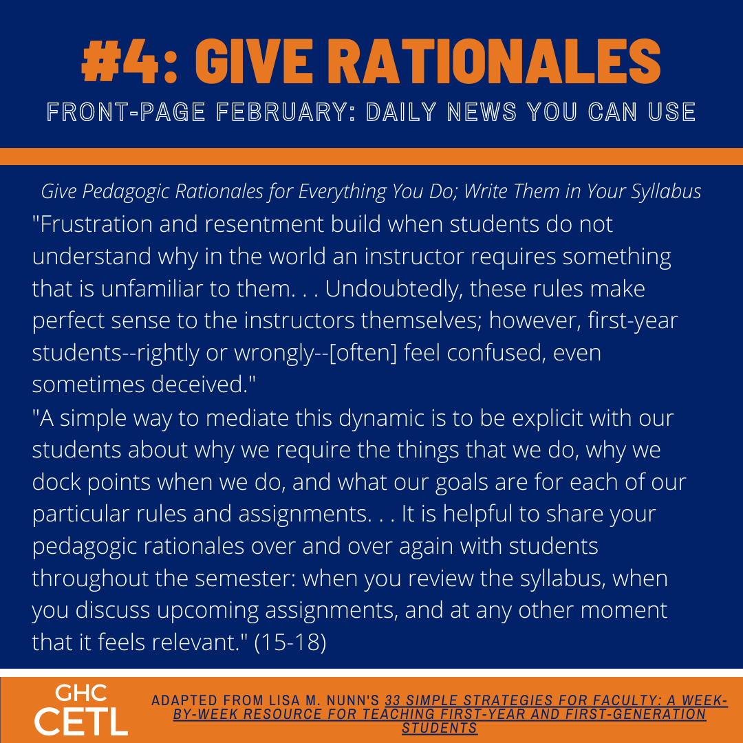 Front Page February #4: Give Rationales