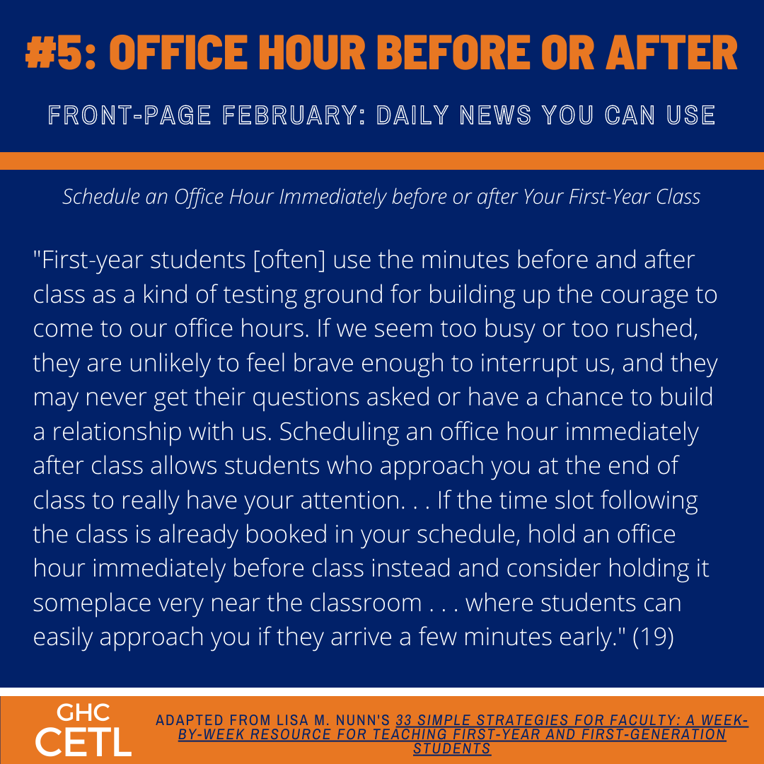 Front-Page February #5: Office Hour Before or After