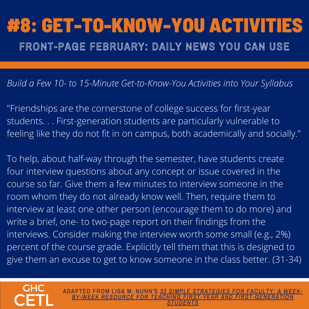 Front-Page February #8: Get-to-Know-You Activities