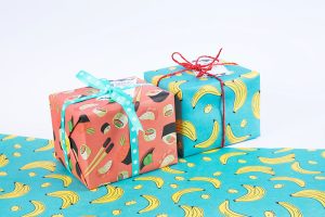 pink and blue wrapped gifts