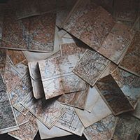 looking down at old maps