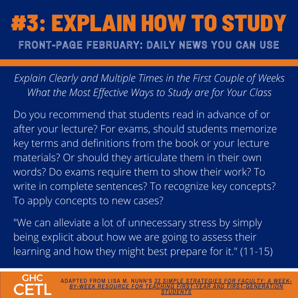 Front-Page February #3: Explain How to Study