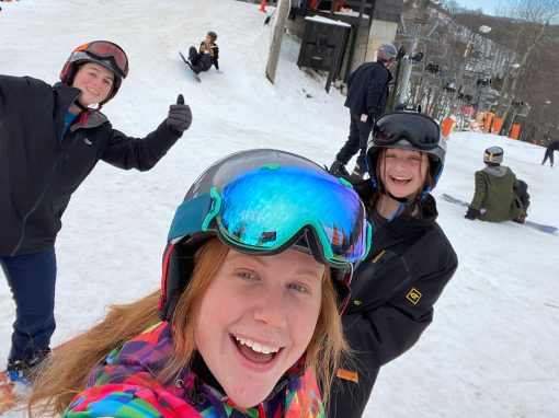 group of students on the slopes