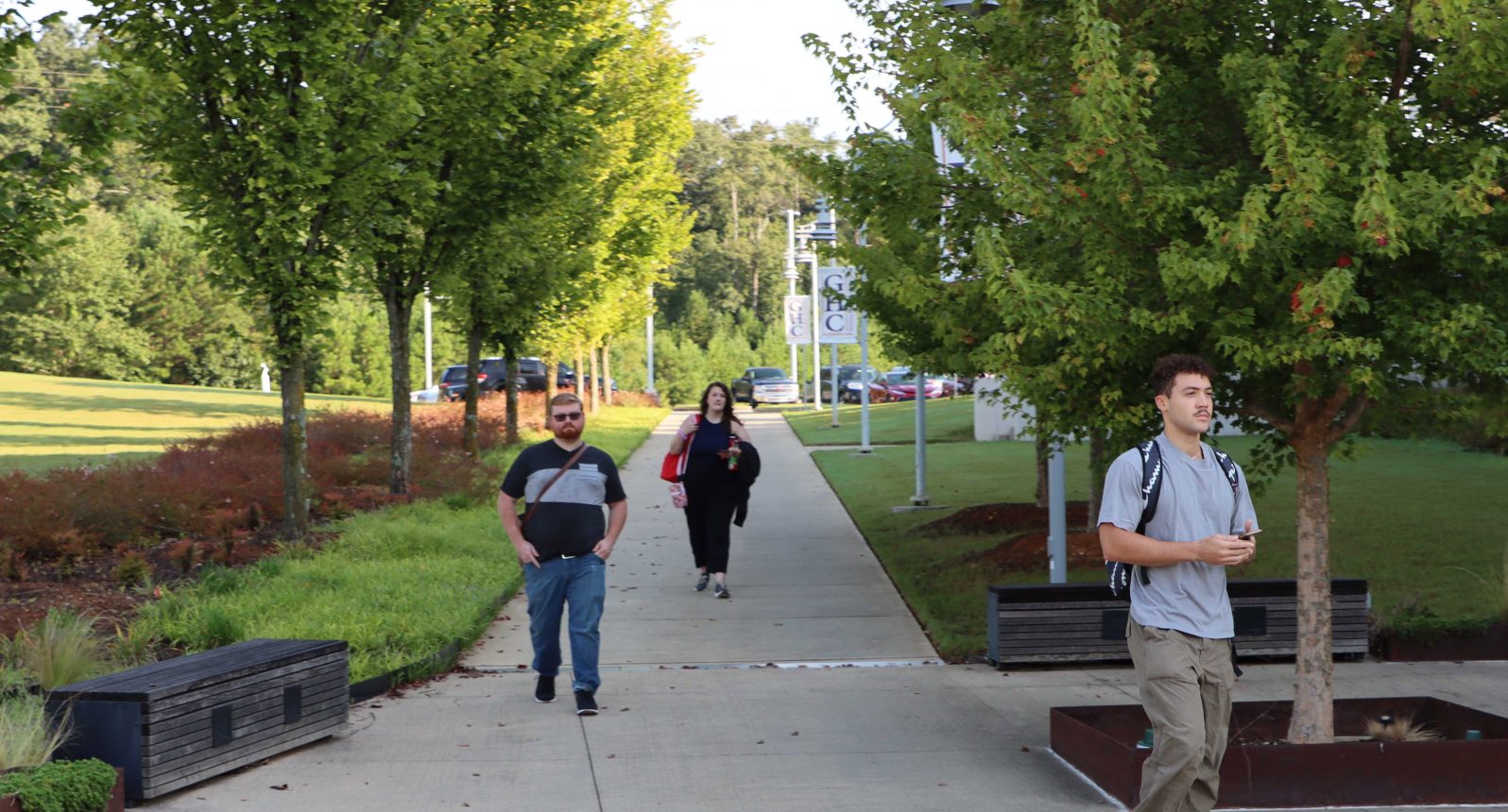 Students walk around at the Cartersville site
