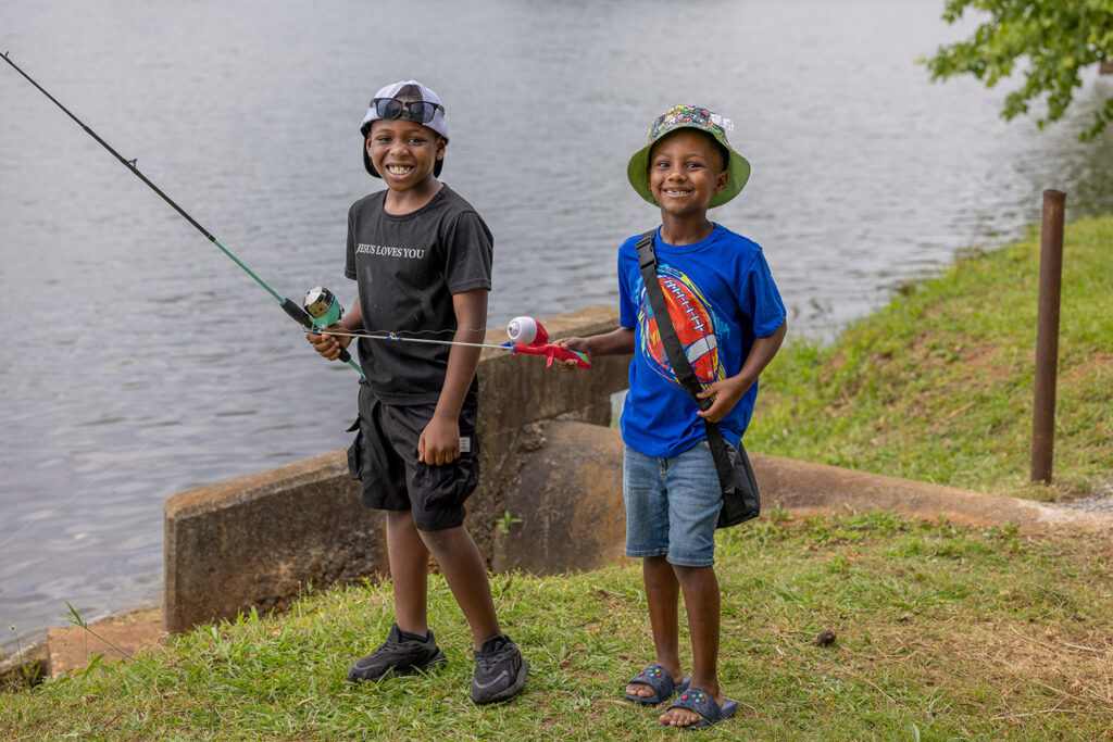 Two youths at the fishing rodeo