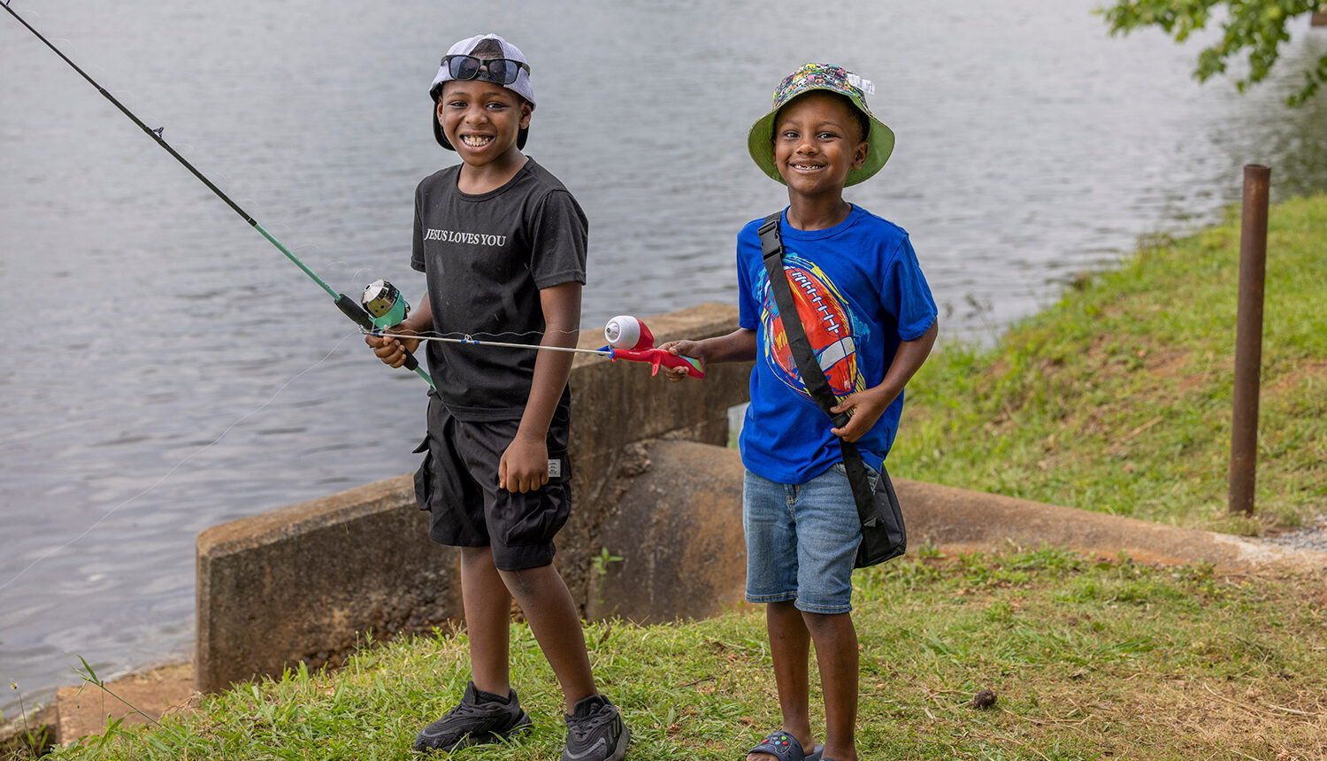 Two youths at the fishing rodeo