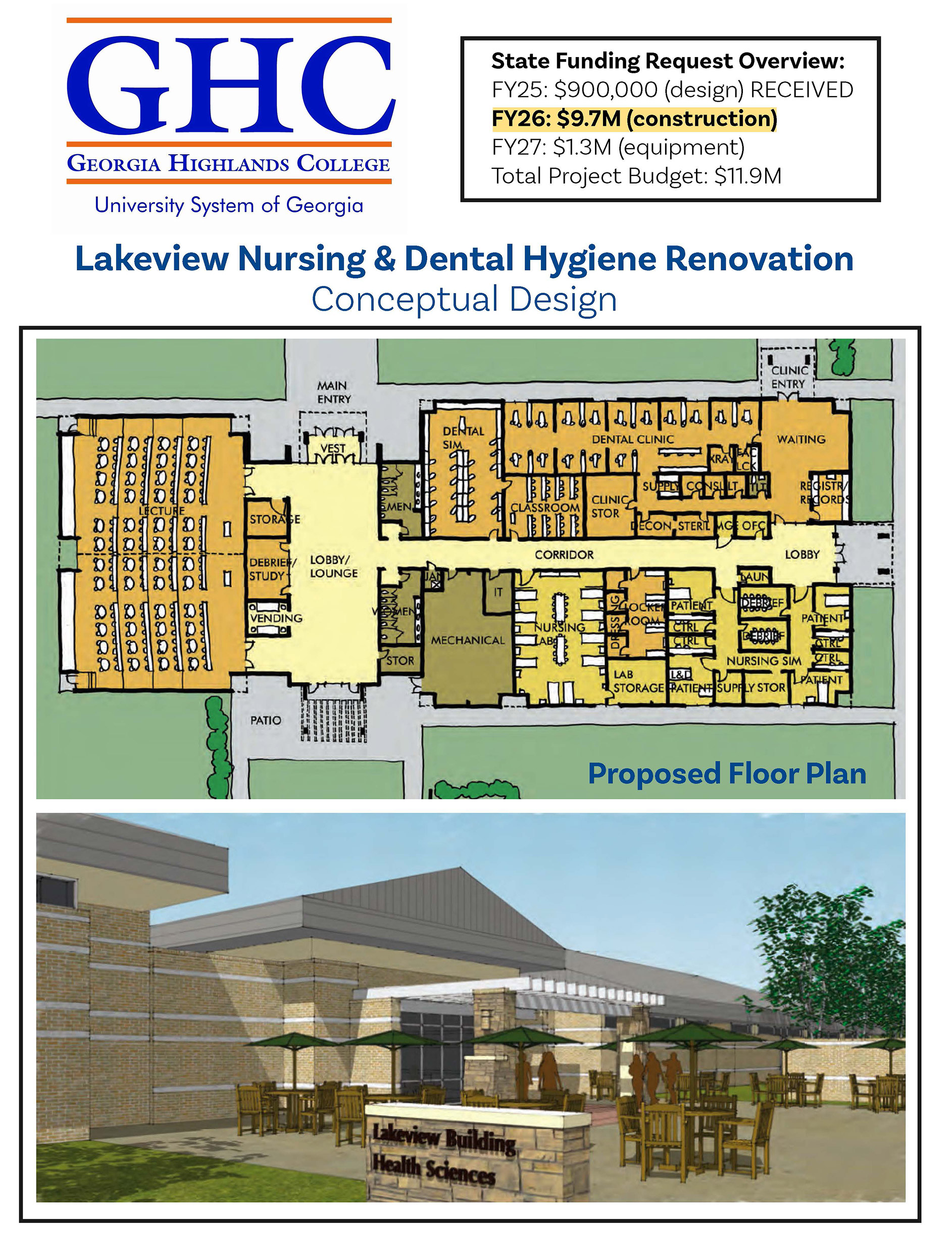 Artist's conception drawing of Lakeview renovation.