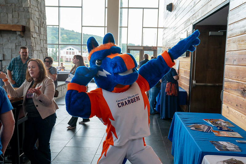 Image of GHC mascot Bolt at Preview Day