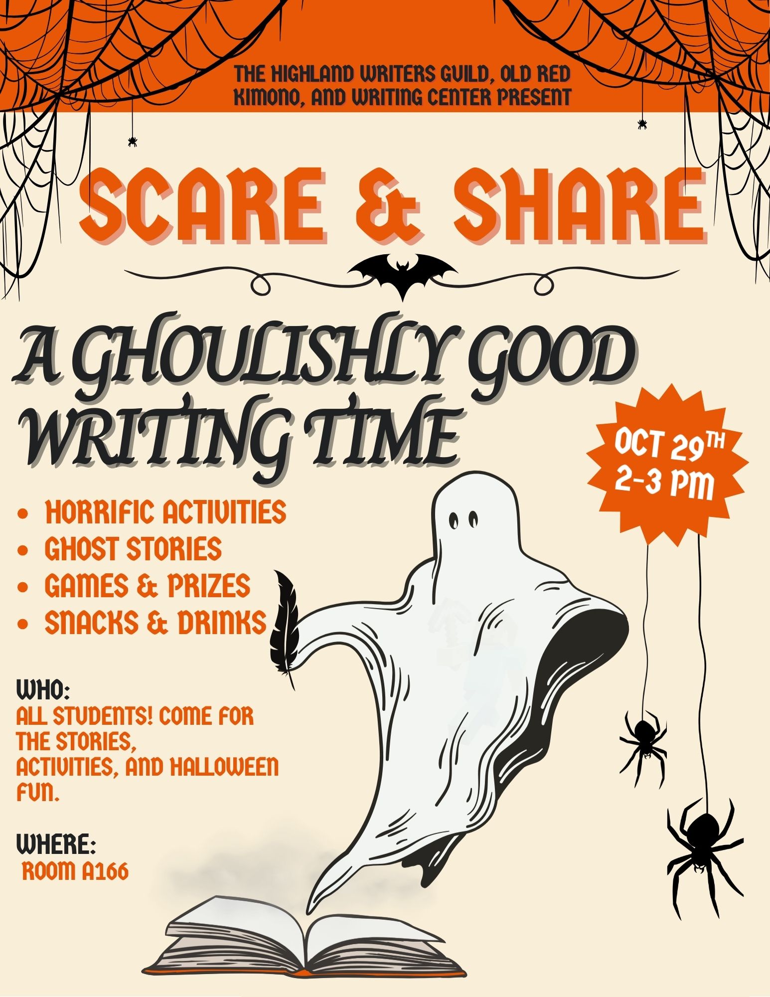 Orange Black Retro Illustrative Halloween Costume Party Flyer