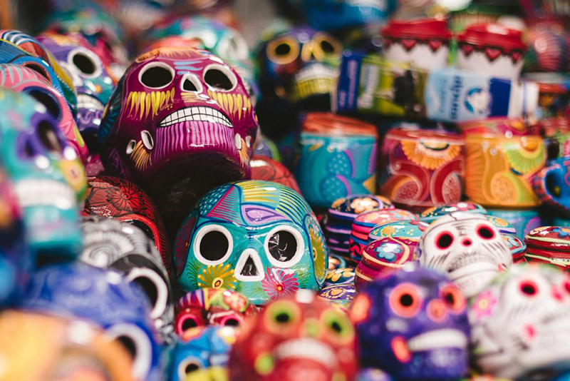 Colorful skulls for Dia de los Muertos