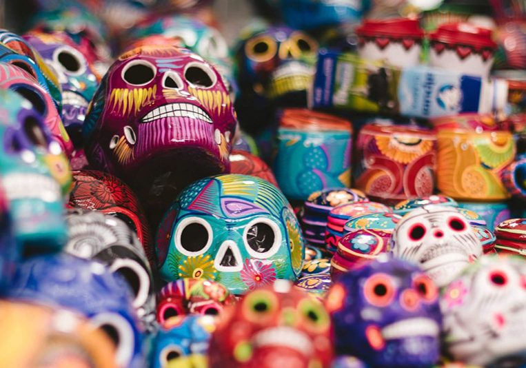 Colorful skulls for Dia de los Muertos