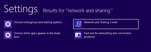 select network and sharing center in settings