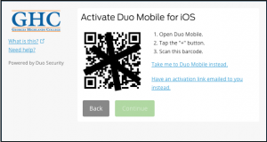 Duo Activation with QR Code screen