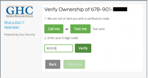 Enter your verification code. Click Verify.