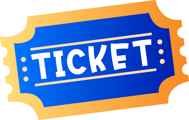 a blue and orange ticket illustration